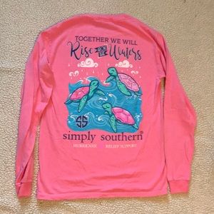 Simply Southern “Rise Above the Waters” turtles pink long sleeve shirt size S